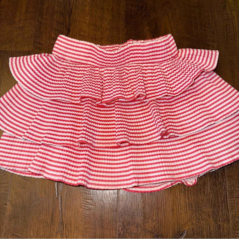 Pinkfong Baby Shark Ruffle Skirt 18M | Magenta Pink Stripe Tiered